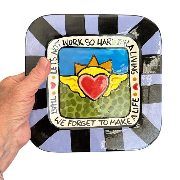 Artful Soul Csara Hand Made Thoughtful Saying Square Dish - Picture 5 of 10